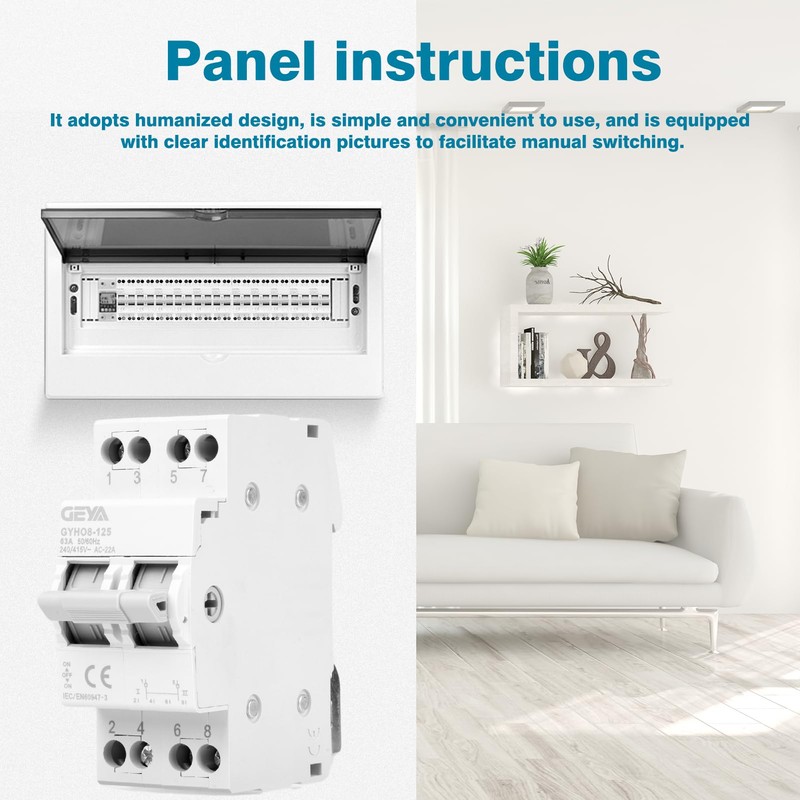 GEYA Switch 2P 63A Load Disconnect Dual Power Manual Transfer