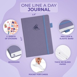 Clever Fox One Line A Day Journal – 5-Year Memory Notebook – Daily Time Capsule Diary for Women & Men –Five-Year Day-by-Day Planner (Lavender)