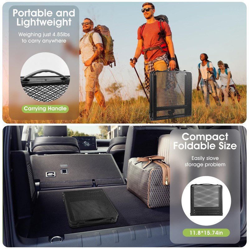 Ciavca Upgraded Folding Grill Table - Metal Portable Camping Table,