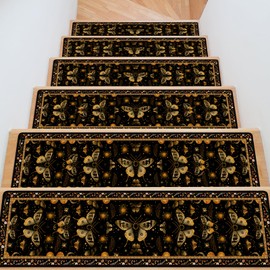 InIsaJace Stair Treads for Wooden Steps 15 Pack Moth Stair Runners Covers