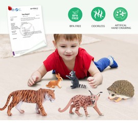 Volnau Safari Animal Figurines Toys 9PCS Eurasia Figures for Toddlers Kids Christmas Decoration Gift Preschool Educational Tiger Panda Jungle Forest Zoo Pack