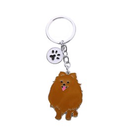 Dog Keychain,Cute Metal Keychain,Bag Charm,Best Birthday Gift,10cm (Brown Pomeranian)
