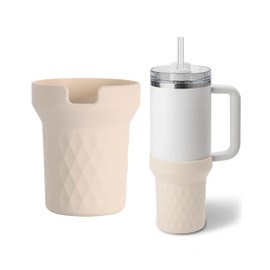 CarryNext Silicone Water Bottle Boot, Anti-Slip Protective Sleeve for Water Bottle, Protects FreeSip or Flip Stainless Steel Water Bottles (Cream White, 40OZ)