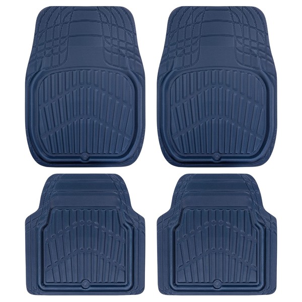 CAR-PASS TPE Car Floor Mats -3D Waterproof All Weather, Universal Trim to Fit & for 95% Automotive SUV Truck Sedan Van, Anti-Slip Burr Bottom Safety & Light Durable Easy Clean Install (Navy Blue)
