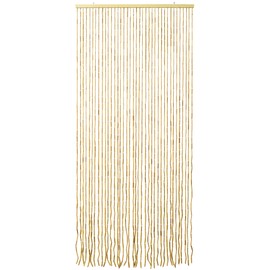 FlavorThings 36inch x 79inch Natural Wood and Bamboo Beaded Curtain Room Divider -Plain Design-Bamboo and Wooden Doorway Beads-Boho Bohemian Curtain 38 Strands (Nature)