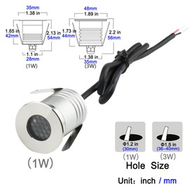 CNBRIGHTER LED In-Ground Well Lights Anti-Glare,1W 12V-24V DC, IP67 Waterproof Recessed Lamp,Buried Underground Outdoor Landscape Lighting,Warm White 3000K(1 Watt)