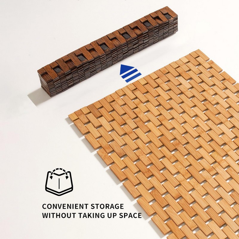 Liveinu Non-Slip Bamboo Bath Mat for Luxury Shower, Dark Khaki,