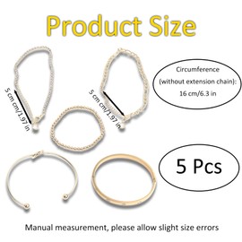 Gold Plated Bracelet, 5 Pcs Gold Bracelet for Women, Crystal Bangle Cuff Presents for Mother's Day Valentine's Day Wedding Couples and Birthdays