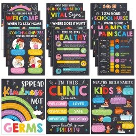 15Pcs Health Posters for School Nurse Office Bulletin Board Decorations, 11x14 Inch Health Education Posters for Kids, Back to School Nurse Supplies, Office Classroom Decor