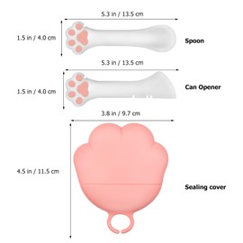 Toyvian 1 Pcs Pet Food Can Lids & 2 Can Spoon,Cute Shape Opener Spatula Cat Wet Food Spoon,Silicone Pet Foods Cans Covers For Dog Cat(Pink)