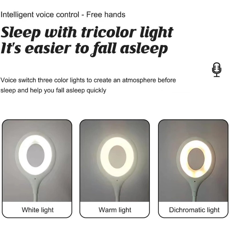 Voice Control Table Lamp, USB LED Desk Lamp with Sound
