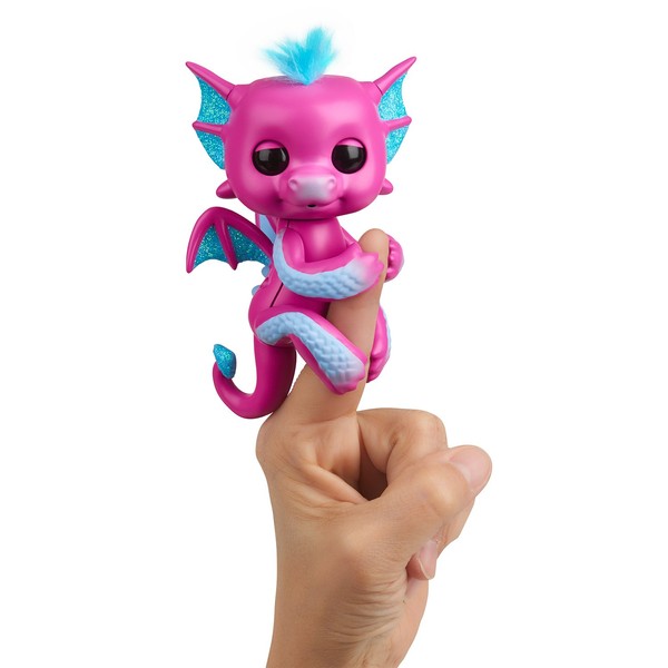 Fingerlings - Glitter Dragon - Sandy (Pink with Blue) - Interactive Baby Collectible Pet - By WowWee