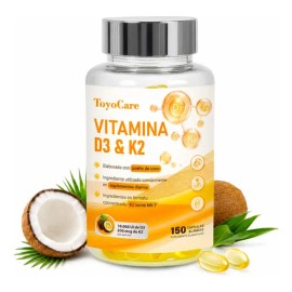 Toyocare Suplemento De Vitamina D3 Y K2 Mk-7, 150 Cápsulas                                                                                            