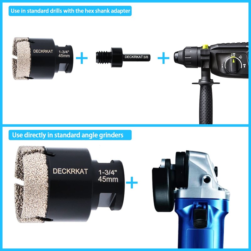 Diamond Hole Saw, 1-3/4" Hole Saw for Tiles Granite Marble