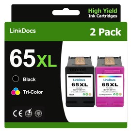 LinkDocs Remanufactured 65 65XL Ink Cartridge Black Color Combo Pack Replacement for HP 65 65XL Ink N9K04AN N9K03AN Used with HP Deskjet 3755 2652 3752 2622 Envy 5055 Printer Ink (2 Pack Black&Color)