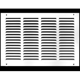HVAC Premium 18'' x 16'' [Duct Opening] Flat Stamped Steel Return Air Grille - Sidewall and Ceiling - HVAC Vent Duct Cover - White [Outer Dimensions: 19.75''w X 17.75''h]