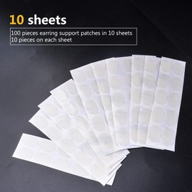 10 Sheets (100 Pieces) Transparent Earring Support Patches Silicone Earring Lifters Invisible Waterproof Lifting Ear Lobe Support Patches Stabilizers for Heavy Earrings