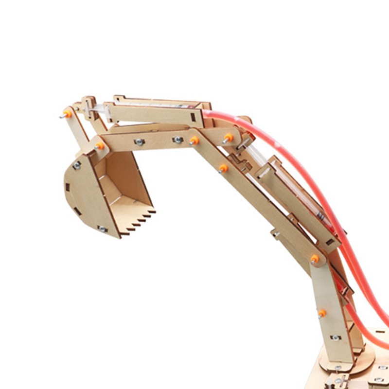 Hydraulic Excavator Model Educational Wooden Science Experiment Toy DIY STEM