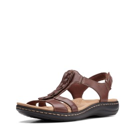 Clarks Women's Laurieann Kay Flat Sandal, Tan Leather, 8 Wide