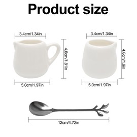 6 Pcs White Ceramic Mini Milk Jugs 50ml, Mini Milk Pouring Jugs, Small White Sauce Jugs with Spoon for Milk Coffee Sauce Gravy Creamer Pitcher Syrup Server