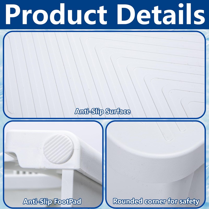 Foldable Spa Hot Tub Steps, Non-Slip 2 Step Stool Pool