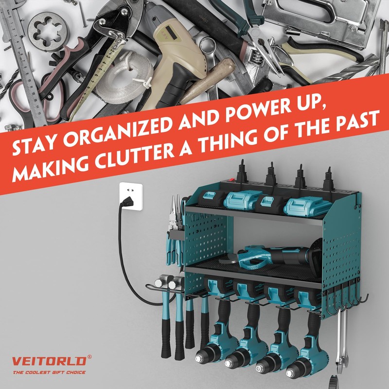 Veitorld Power Tool Organizer with Charging Station, Heavy Duty Modular