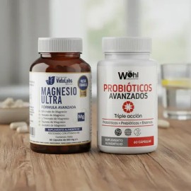 Magnesio Ultra Nutrientes Vidalabs México + Probióticos Avanzados Wöhl Sabor Sin sabor 60 capsulas
