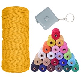 VITSOLE Macrame Yarn - 3 mm x 100 m / 109 Yards/328 Feet (28 Colours) 100% Cotton Macrame Cotton Yarn with 4 Single Twists & 1 Tape Measure for Wall Hangings DIY Crafts