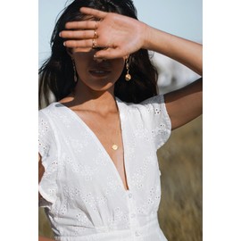 KOOUNUATA 18k Gold Plated Medallion Necklace Coin Pendant Round Circle Disk Minimalist Jewelry for Women 20’’