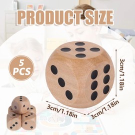 IKOPFLN Pack of 5 Large Wooden Dice 30 mm