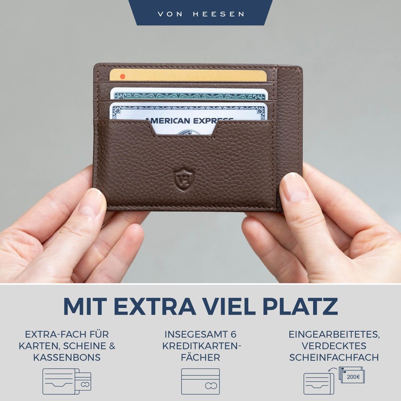 VON HEESEN Genuine Leather RFID Card Holder Made of Nappa