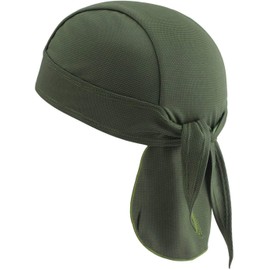 Breathable Quickly Dry Skull Cap Sweat Absorbing Bandana Headscarf Pirate Headwear Anti-UV Head Protection Headband Sports Hiking Skating Cycling Running Riding Head Wrap (Army Green)