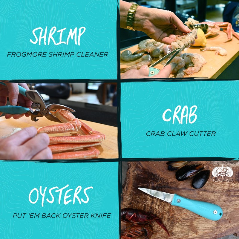 Toadfish Coastal Kitchen Collection - Includes Crab Cracker, Shrimp Deveiner,