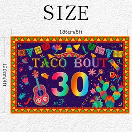 Taco Bout 30 Backdrop 30 Fiesta Mexican Cactus Birthday Banner Happy 30th Birthday Background Banner Photo Props Supplies for Men Women 6x4 ft