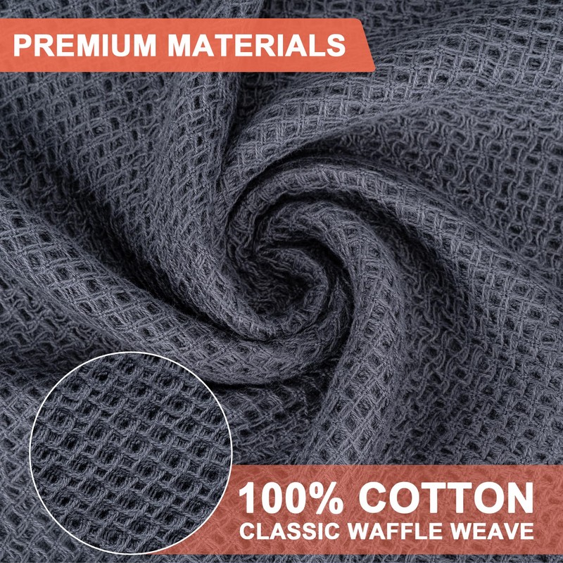 Kitchen Towels，Dish Towels 100% Cotton Waffle Weave Ultra Soft Absorbent