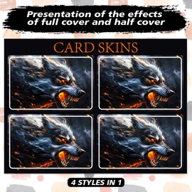 Peacoblue Bank Card Sticker Black Fierce Wolf Credit Debit Card Custom Skin Cover Protector, 4 Styles Waterproof Scratch-Proof and Attractive Decal for Most Popular EBT Transportation Key Card