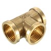 sourcing map Brass Tee Pipe Fitting 1/2 PT Female Thread