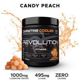 Revolution Nutrition Revolution Nutrition, Carnitine Cooler Powder, L- Carnitine Tartrate, Lean supplement, Amino Acid, Enhance Endurance, Zero Calorie, 1000 mg L- Carnitine, 945 mg L-Lysine, 150g, 83 Servings (Candy Peach, 0.33 Pound)