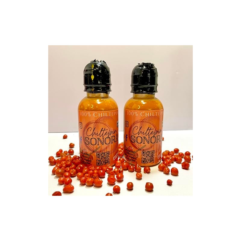 (2 Pack) Chiltepin Sonora Hot Sauce, 100% Chiltepin Pepper, 125ml