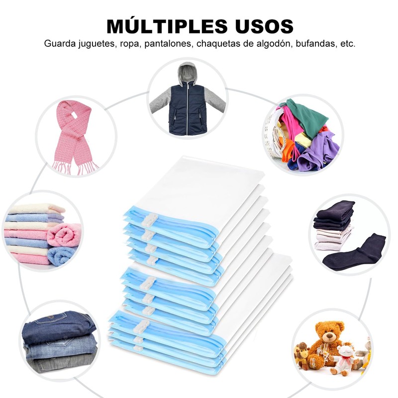 WEILAT Bolsas Vacio Ropa Enrollada a Mano, 10 Piezas Bolsas