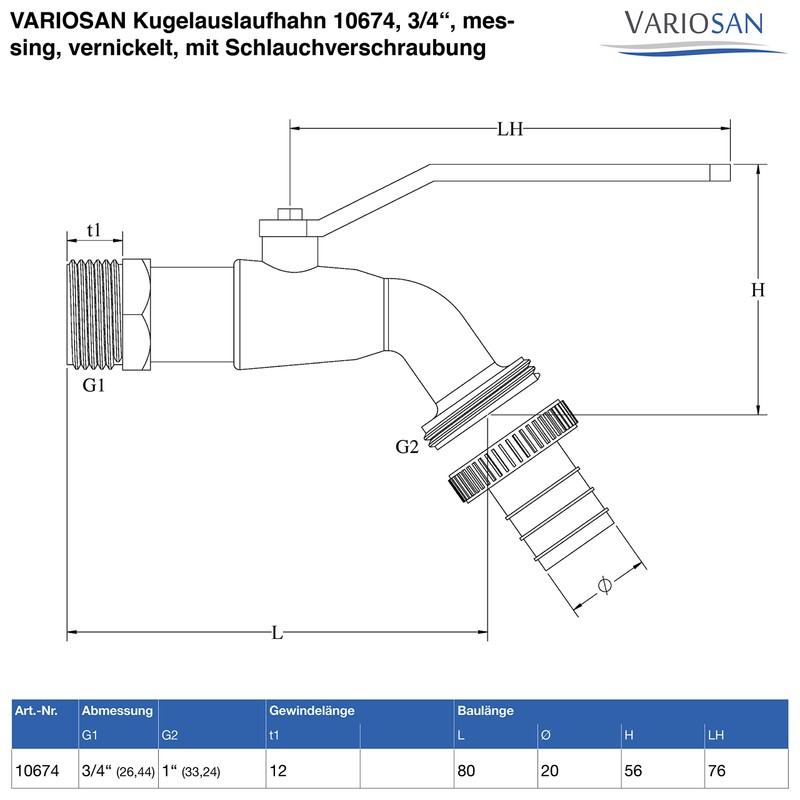 VARIOSAN Rain Barrel Feed-Through + Ball Bib Tap Set, 14702,