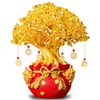 Yellow Quartz Crystal Money Tree Double Golden Toads Bonsai Style