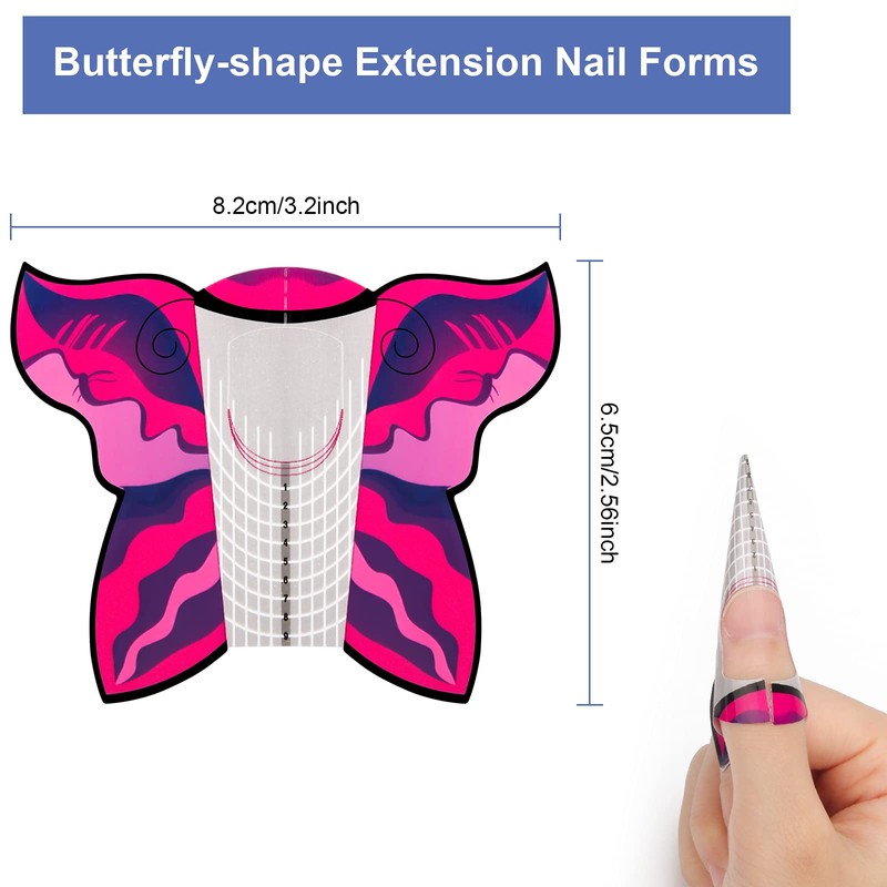 AHIER Butterfly-Shape Self-Adhesive Gel Nail Extension Forms - 100PCS Acrylic