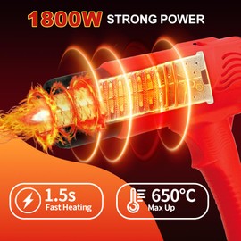 1800W Heat Gun - BILLION GOLD 3D Grip Heavy Duty Hot Air Gun 120℉-1200℉
