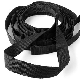 Scotamalone Stretch Strap Yoga Stretching Strap Physical Therapy Rehab Multi-Loop Strap Stretch Bands Nonelastic Exercise Strap for Pilates, Dance and Gymnastics with Instructional Guide (Black)