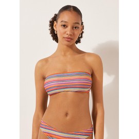 CALZEDONIA Woman's Bandeau Swimsuit Top Colorful Stripes in Multicolor, Size M