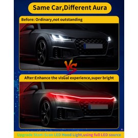 DUOFU365 12V Car LED Hood Light Strip, 59 Inches, Waterproof, Flexible, Easy Installation, Ultra Bright, Red