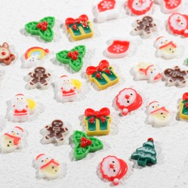 BAIYIYI Christmas Decor for Nails Multi Shape Resin Christmas Charms 3D Cute Slime Charms Beads Christmas Flatback Charms for DIY Nail Art Craft Making Accessories(50 Pieces)