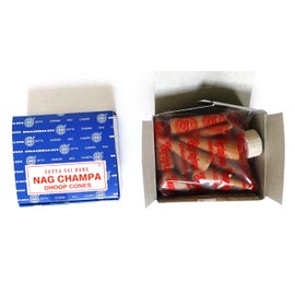 Satya Nag Champa Incense Cones Hot Mix, Agarbatti, Dragons Blood, Sandalwood, White Sage, 4 Packs of 12 Cones in each box (4, Hot Mix)