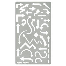 Aleks Melnyk No.15 Metal Journal Stencil, Arrow, Stainless Steel Stencil 1 PCS, All Purpose Template Tool for Wood Burning, Bullet Journaling, Geometry Stencil Drawing, Painting, Technical Template